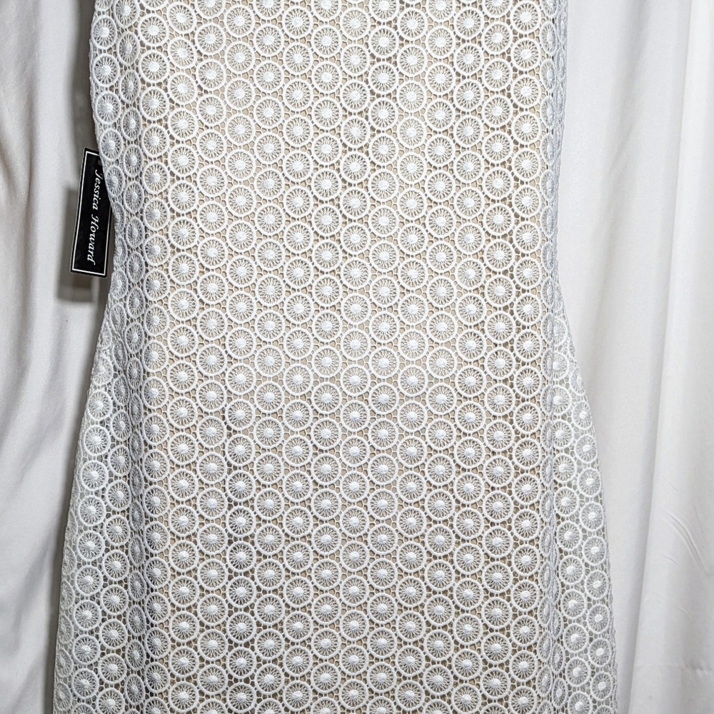 NWT Jessica Howard Cream Lace Shift Sleeveless Midi Dress | Size 10 - Picture 3 of 9